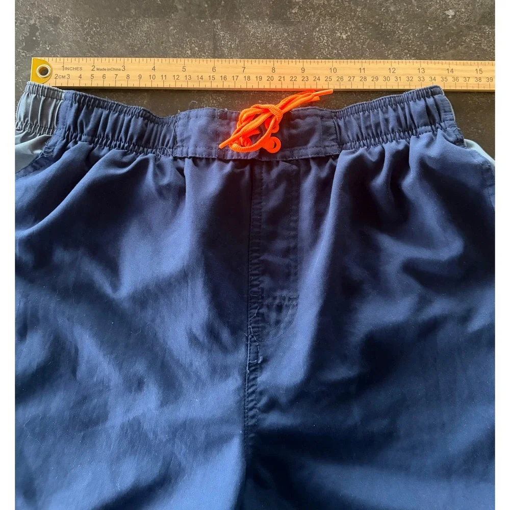 Nike Mens Athletic Shorts Navy Blue Orange Grey Running Training Size L - Picture 7 of 9